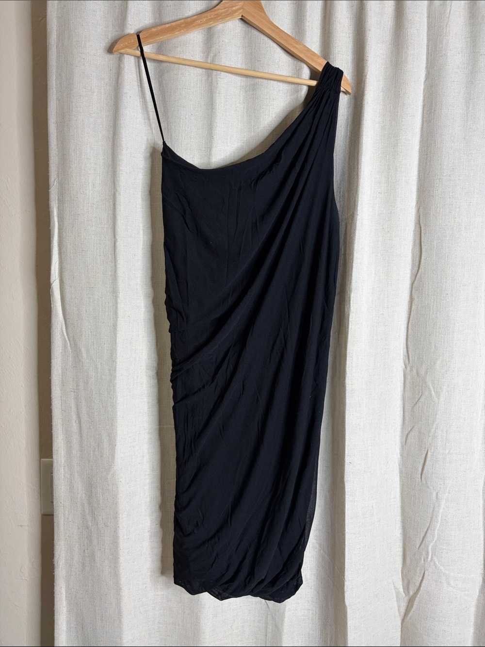 Vivienne Tam Black One-Shoulder Draped Dress